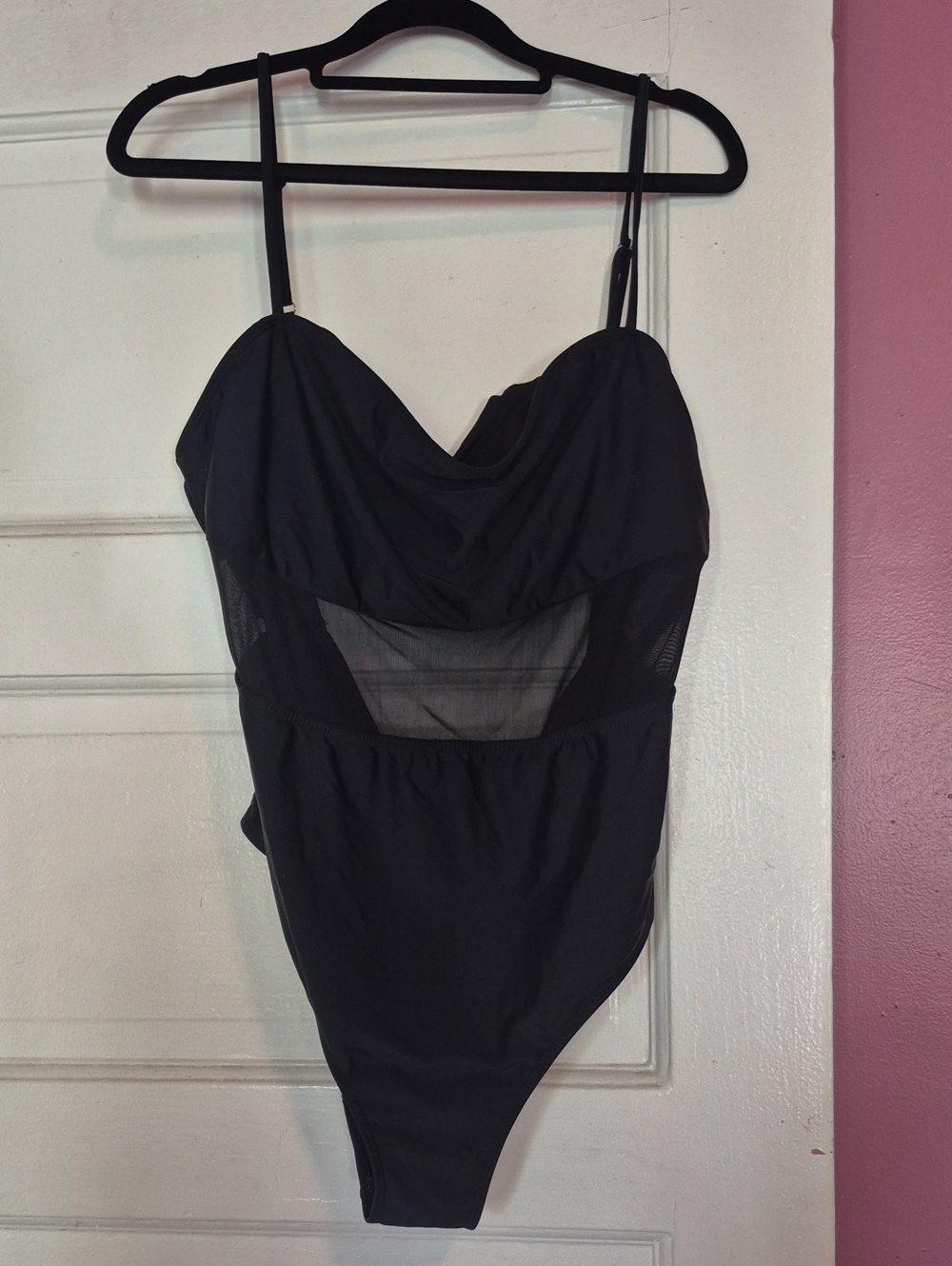 Black Mesh Panel One-Piece Swimsuit